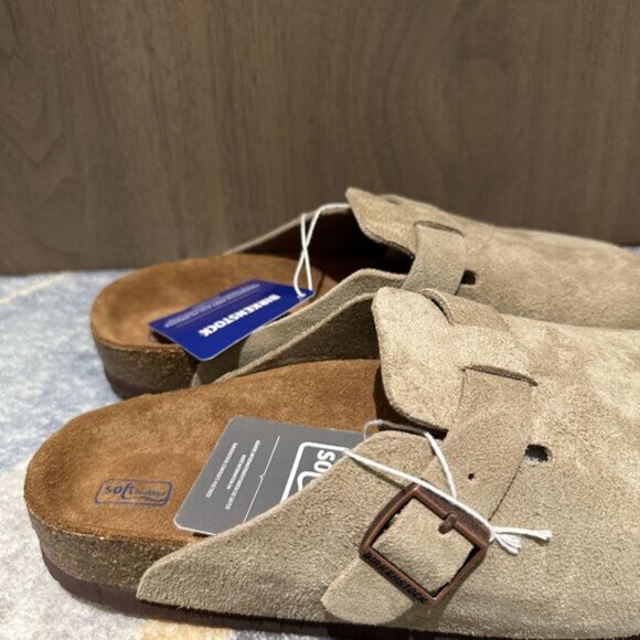 Birkenstock Boston taupe suede mule clogs - Picture 2 of 6